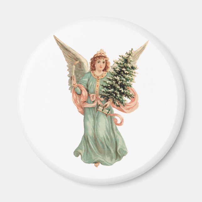 Julig jul, viktoriansk ängel med träd magnet (Framsidan)
