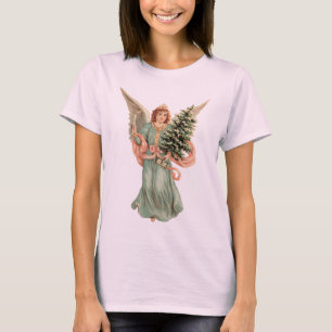 Julig jul, viktoriansk ängel med träd t-shirt
