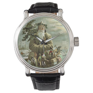 Julig jul, viktoriansk jultomte med leksaker armbandsur