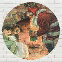 Julig jul, viktoriansk tomte barn runt klistermärke