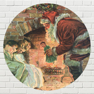 Julig jul, viktoriansk tomte barn runt klistermärke