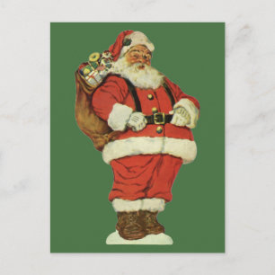 Julig jul, viktoriansk tomte med leksaker helg vykort