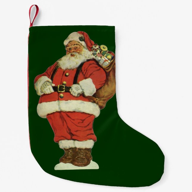 Julig jul, viktoriansk tomte med leksaker liten julstrumpa (Framsidan)