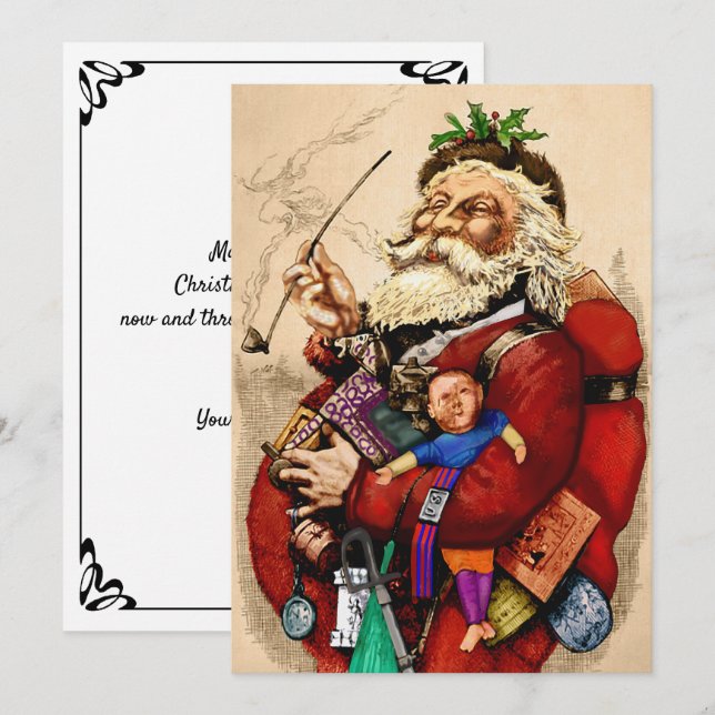 Julig jul, viktorianska Santa Claus pip-leksaker Inbjudningar (Fram/baksida)