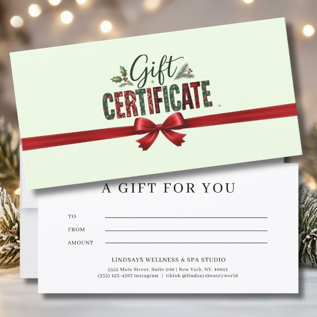 Julig julbåge manus Affärsintyg (Festive Christmas Bow Script Business Certificate)