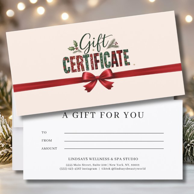 Julig Julbåge Skript Verksamhetscertifikat (Festive Christmas Bow Script Business Certificate)
