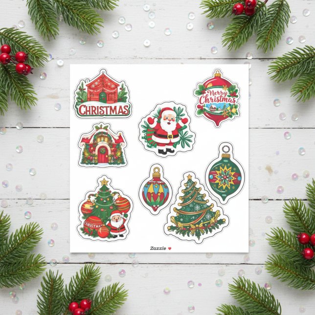 Julig juldekalssamling klistermärken (Festive Christmas Sticker Collection)