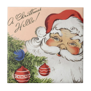 Julig Julhälsning! Glad tomte Kakelplatta