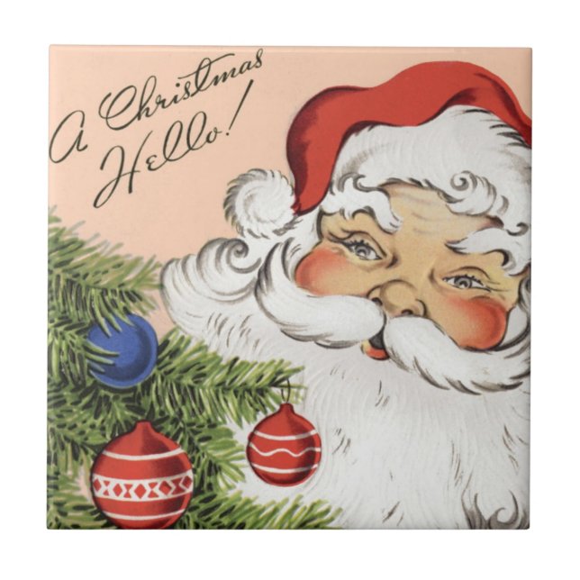 Julig Julhälsning! Glad tomte Kakelplatta (Framsidan)