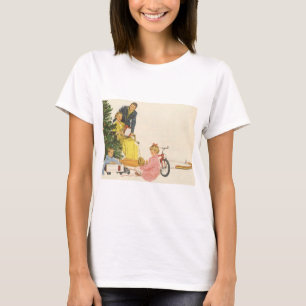 Julig julmorgon, familjen öppnar presenter tee shirt