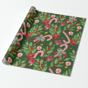 Julig julpoinsettia, järnekbär, godis presentpapper