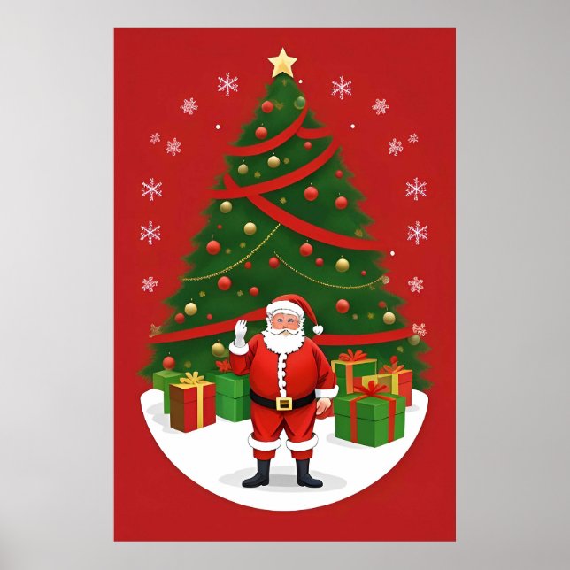 Julig julscen med jultomten poster (Framsidan)