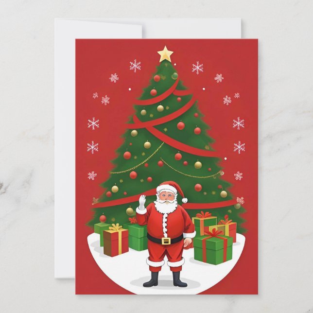 Julig julscen med tomte julkort (Framsida)