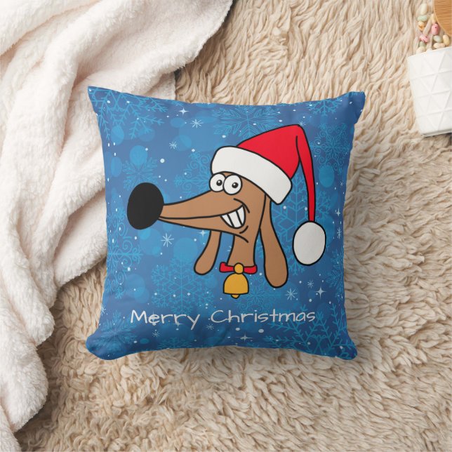 Julig jultecknad dachshund kudde (Filt)