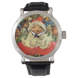 Julig jultomte i släde med leksaker armbandsur