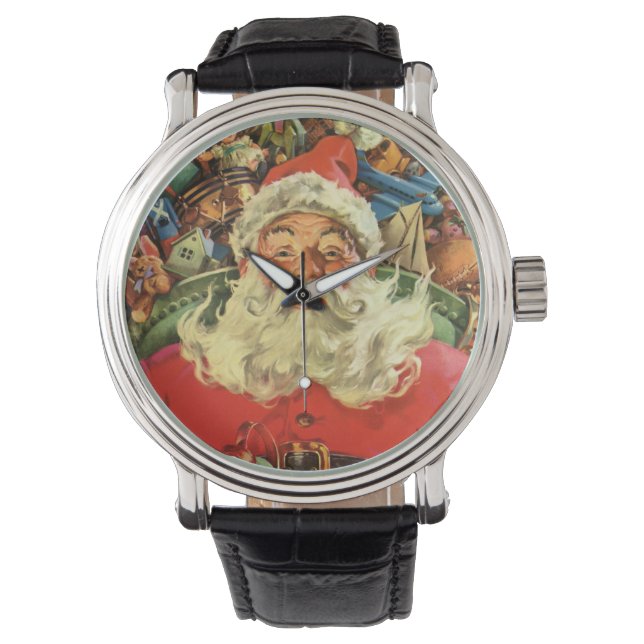 Julig jultomte i släde med leksaker armbandsur (Framsida)