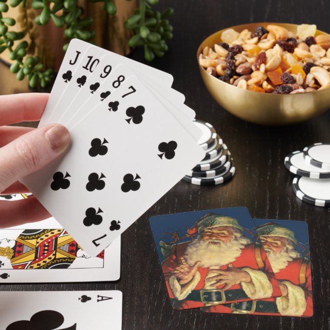 Julig jultomte med julklappar casinokort (På plats)