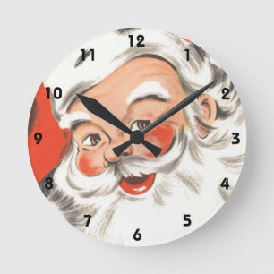 Julig jultomte med leende rund klocka