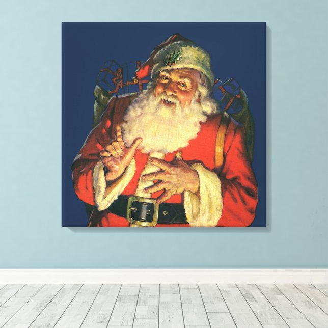 Julig jultomte med leksaker canvastryck (Insitu (trägolv))