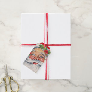 Julig jultomte med sin mössa presentetikett