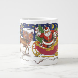Julig jultomte med släde jumbo mugg