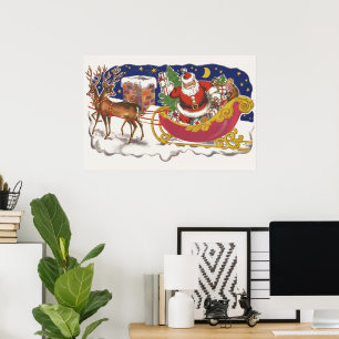 Julig jultomte med släde poster