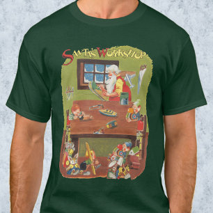 Julig jultomte med tomtar i verkstaden t-shirt
