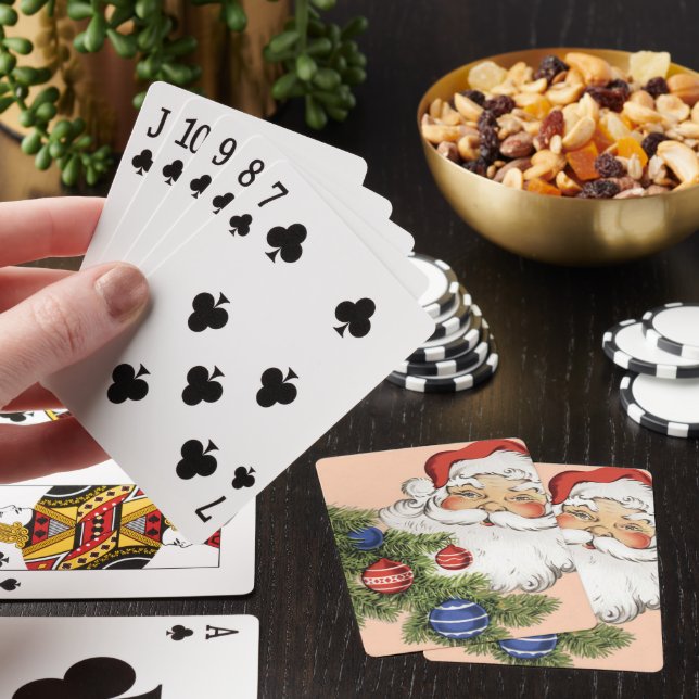 Julig jultomte med trädprydnader casinokort (På plats)