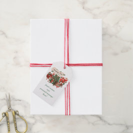 Julig jultomte och dansande barn i gammaldags stil presentetikett