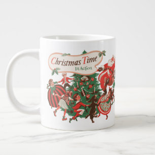 Julig jultomte och dansande barn jumbo mugg