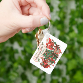 Julig jultomte och dansande barn nyckelring