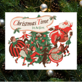 Julig jultomte och dansande barn poster