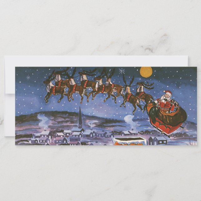 Julig jultomte som flyger sin släde (Framsida)