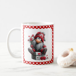 Julig kärleksbudbärare Gnome "Hjärta och presenter Kaffemugg