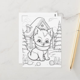 Julig katt barn färgläggning vykort