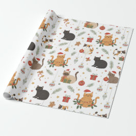 Julig Kattmönsterpresent Meowy Presentpapper