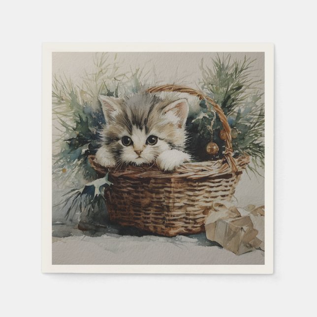 Julig kattunge pappersservett (Framsidan)