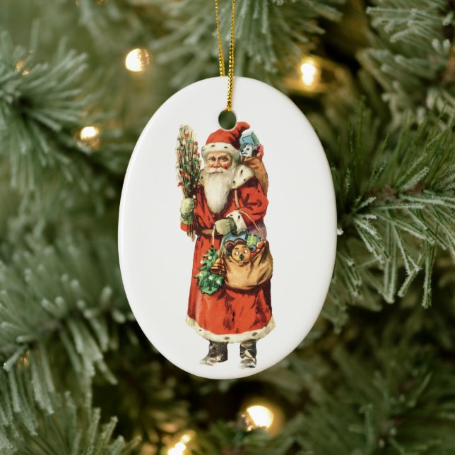 Julig klassisk bild av tomte i utklipp julgransprydnad keramik (Träd)