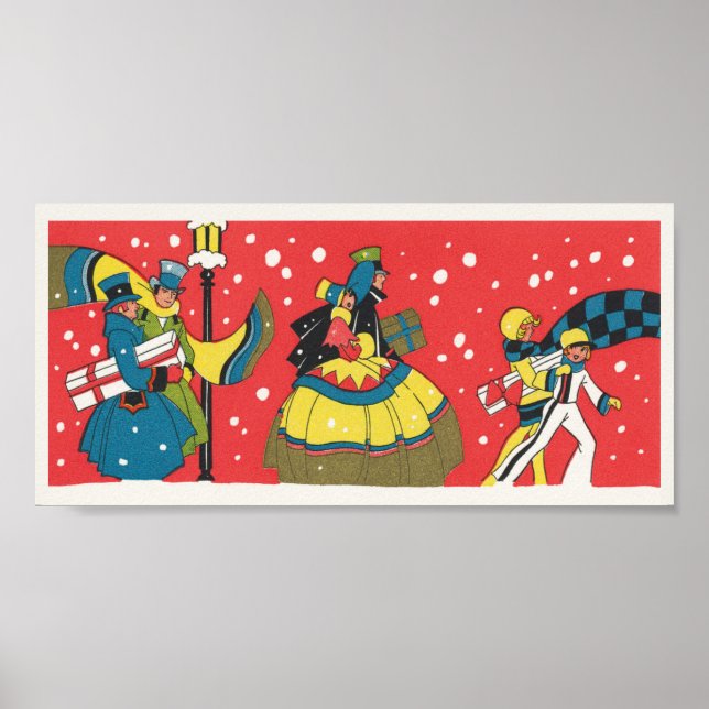Julig klassisk jul, viktoriansk familj poster (Framsidan)