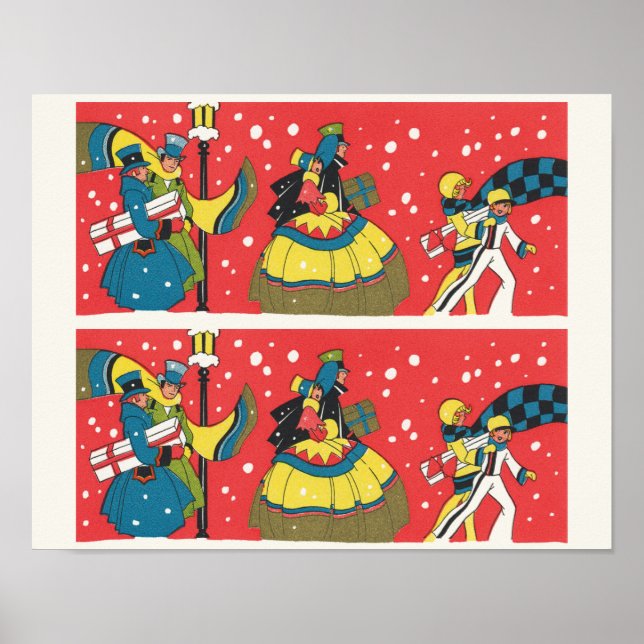 Julig klassisk jul, viktoriansk familj poster (Framsidan)