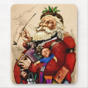 Julig klassisk jul, viktoriansk jultomte pipleksak musmatta