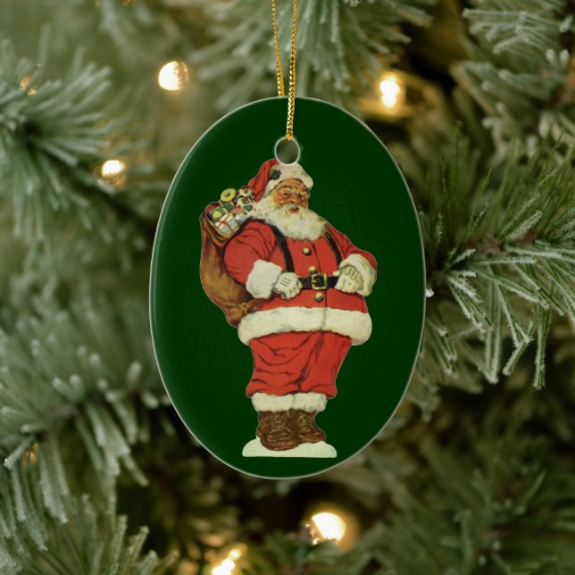 Julig klassisk jul, viktoriansk tomte med leksaker julgransprydnad keramik (Träd)