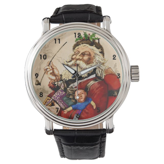 Julig klassisk jul, viktoriansk tomte pip-leksaker armbandsur (Framsida)