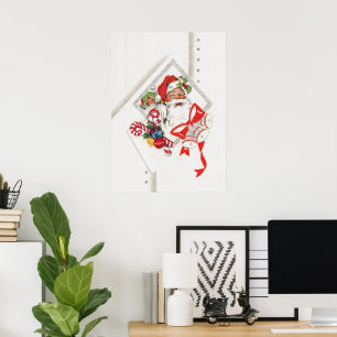 Julig klassisk julenisse med sockerrör poster