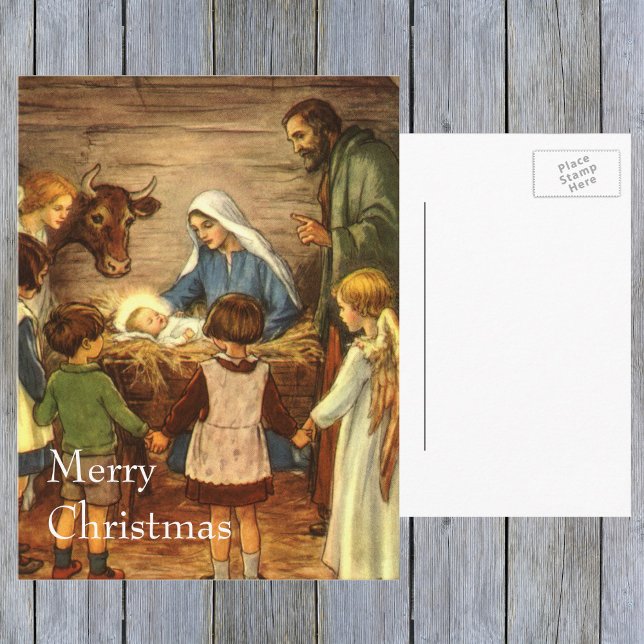 Julig klassisk nativity med Jesusbarnet Helg Vykort (Skapare uppladdad)