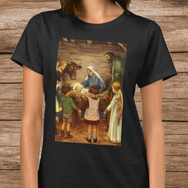 Julig klassisk nativity med Jesusbarnet Tee (Skapare uppladdad)