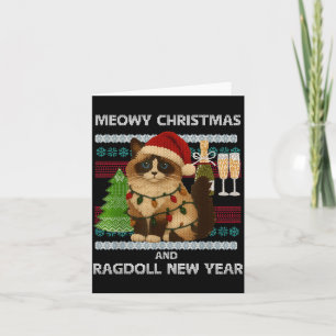 Julig Meowy Rolig Ragdoll Katt Tomtehatt Fula Tröj Kort