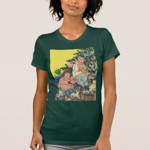Julig morgon, barn som öppnar presenter t shirt