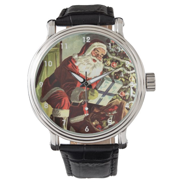 Julig nostalgi, Retro jul tomten med presenter Armbandsur (Framsida)