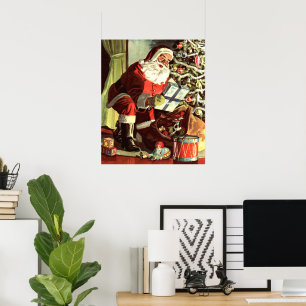 Julig nostalgi, Retro jul tomten med presenter Poster